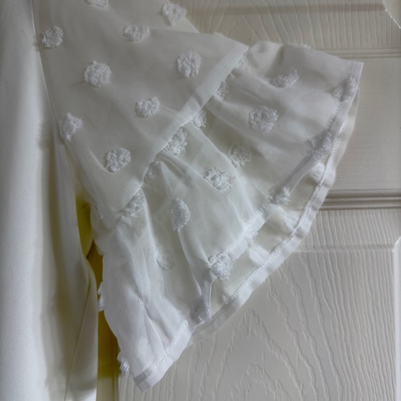 Goory White Swiss Dot Short Sleeve Blouse XL New - Picture 4 of 6